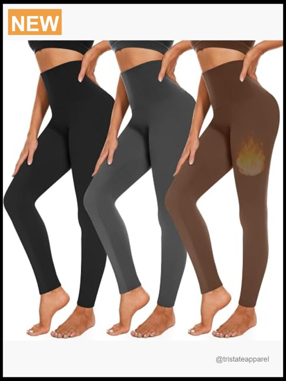 3 Pack Fleece Lined Leggings High Waisted Warm Winter Yoga Pants Workout